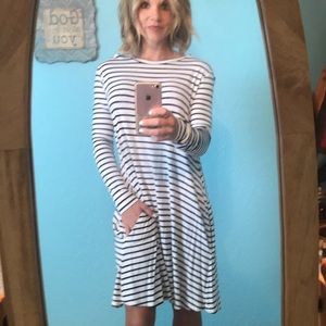 Black and white striped dress
